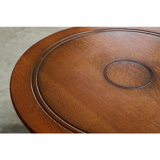 Vintage Round Coffee Table with Baluster Legs in Oak by H. Pander & Zonen, 1920s For Sale - Image 10 of 12
