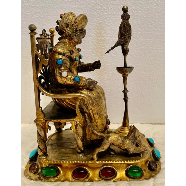 Late 19th Century Victorian Gem Set Gold Washed Figurine For Sale - Image 4 of 12