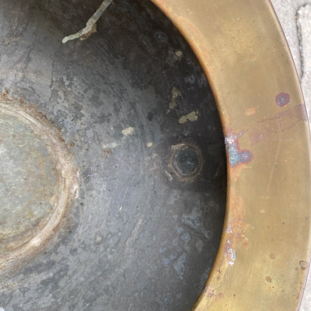 Brass Antique Copper & Brass Double Handle Jardiniere Planter For Sale - Image 8 of 12
