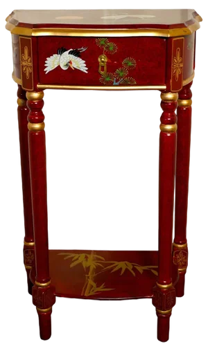 Red Lacquer Chinoiserie Side Table, 1980s