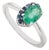 925 Silver 7x5mm Oval May Birthstone Tiny Ring With Half Surrounded Blue Sapphires by Carat&her - Size 6 For Sale