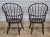 Black Pair of Warren Chair Works Sack Back Windsor Arm Chairs Bench Made Black Finish For Sale - Image 8 of 10