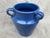 Vintage Blue Three Handle Pottery Jar Vase For Sale - Image 4 of 16
