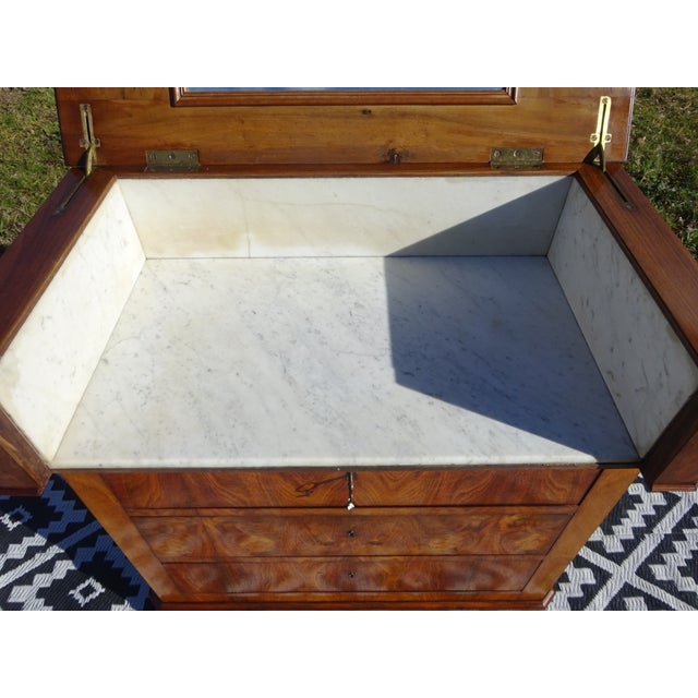 Brown Louis Philippe Burr Walnut Washstand with Railway-Style Mechanism For Sale - Image 8 of 18