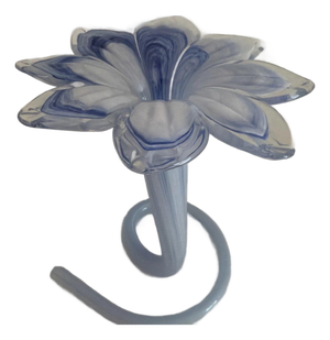 Lavorazione Arte Murano Glass Flower Blue Bud Vase From Italy