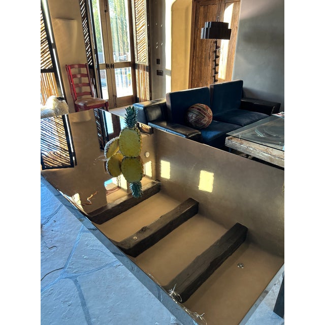 Brutalist Industrial Modern Dining Table, Solid Steel, Chrome Plated. For Sale - Image 10 of 18