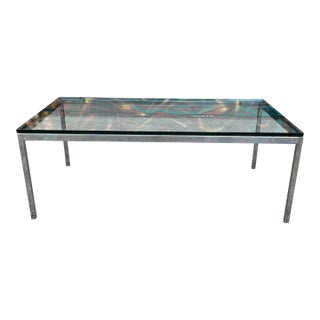 Florence Knoll Mid Century Modern Rectangular Glass and Chrome Coffee Table For Sale