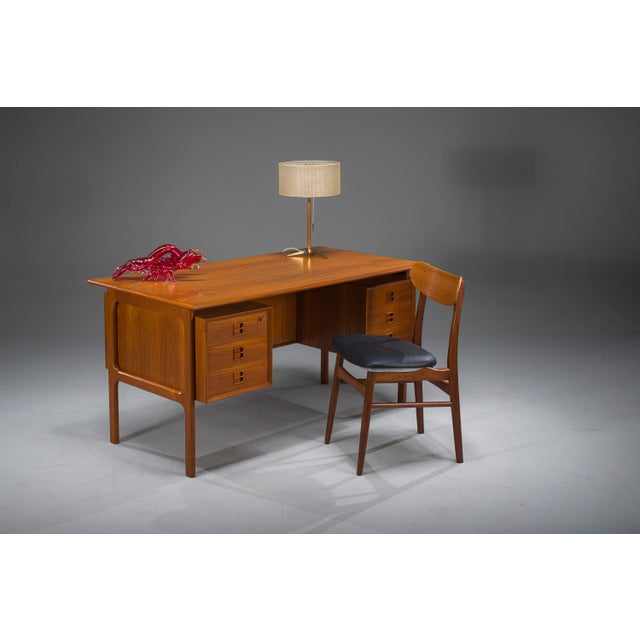 Danish Executive Desk in Teak by Erik Brouer for Brouer Møbelfabrik, 1960s, in Restored conditions. Designed 1960 to 1969...