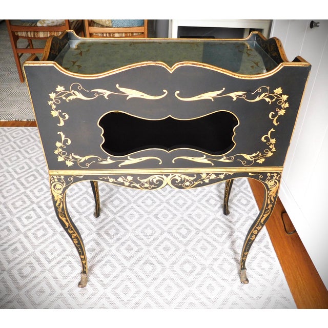 Chinoiserie Mercury Glass Side Black Lacquer Tables, European Crossroads, John Richard, a Pair For Sale - Image 13 of 16
