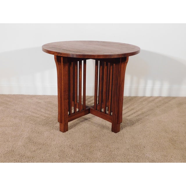 Kimball Antique Style Mission Prairie Arts & Crafts Oak Round Occasional Table For Sale - Image 14 of 18