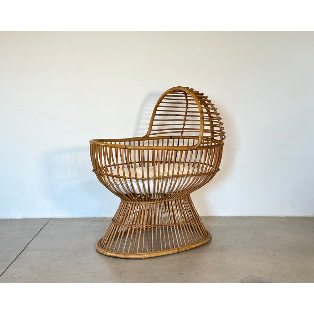 Tan Vintage Rattan and Bamboo Cradle, 1970s For Sale - Image 8 of 14