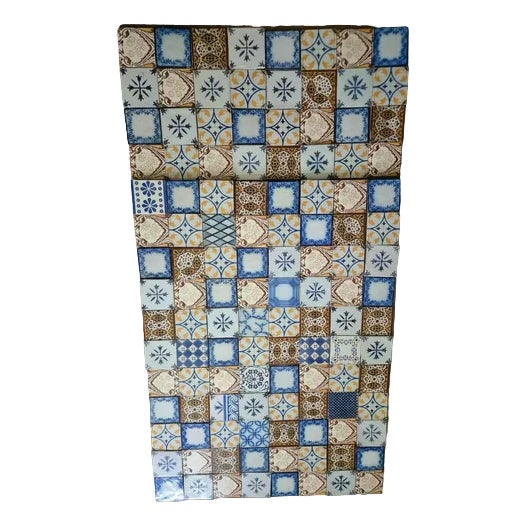 Ochre Glazed Relief Tiles, 1920s, Set of 119 For Sale