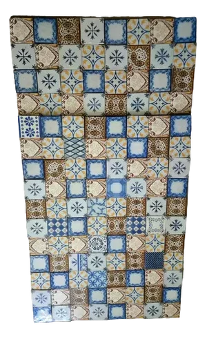 Ochre Glazed Relief Tiles, 1920s, Set of 119
