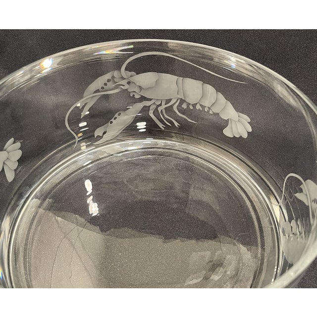 1990s Etched Glass Bowl With Lobsters For Sale In Greenville, SC - Image 6 of 10