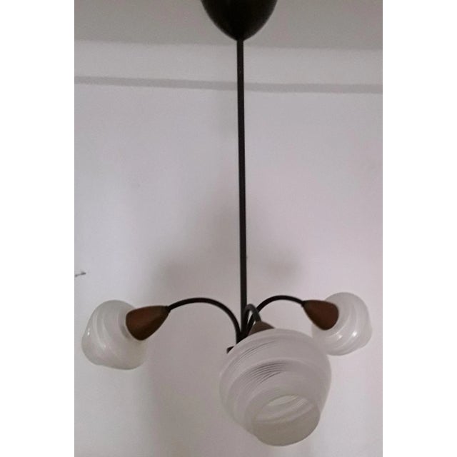 Vintage Pendant Lamp with White Lacquered Glass Shades, 1970s For Sale - Image 3 of 8
