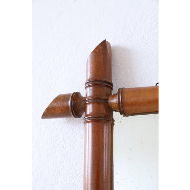 1920s French Faux Bamboo/ Rattan Mirror For Sale - Image 4 of 4