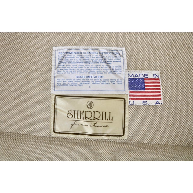 Sherrill Furniture Sherrill Furniture Modern Arm Chairs in Natural Belgian Linen - A Pair For Sale - Image 4 of 4