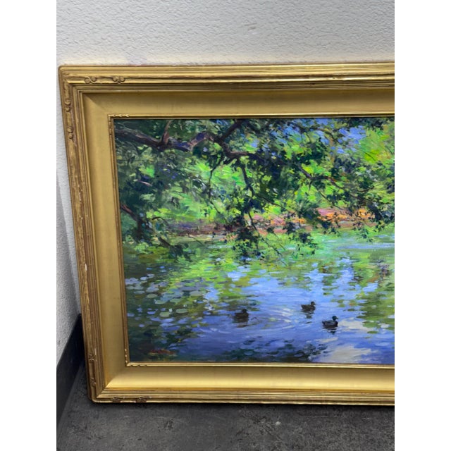 Circa 2004 Gary David Hoffmann "Ducks on Willow Pond" Original Oil Painting, Framed For Sale In San Francisco - Image 6 of 12
