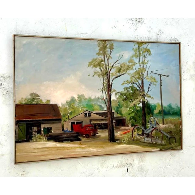 Vintage Boho Original Landscape on Canvas For Sale - Image 4 of 6