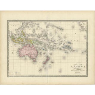 Antique Map of Oceania by Levasseur, 1860 For Sale