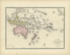 Antique Map of Oceania by Levasseur, 1860