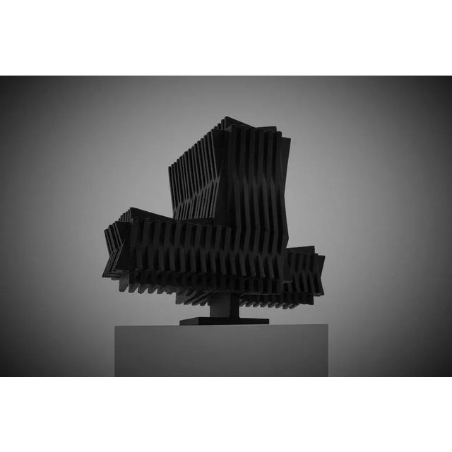 Wood Abstract Geometric Sculpture by Edison Parra, 1970s For Sale - Image 7 of 10