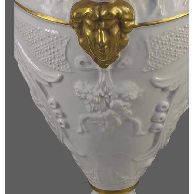 White Elegant Neo-Classical Ewer Gilded White Ornate Figural Porcelain Capoimpero Ardald Italy For Sale - Image 8 of 16