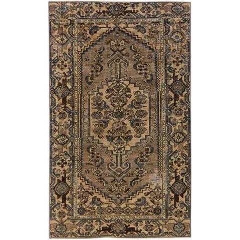 1960s Vintage Distressed Brown Handmade Geometric Wool Rug For Sale - Image 9 of 9