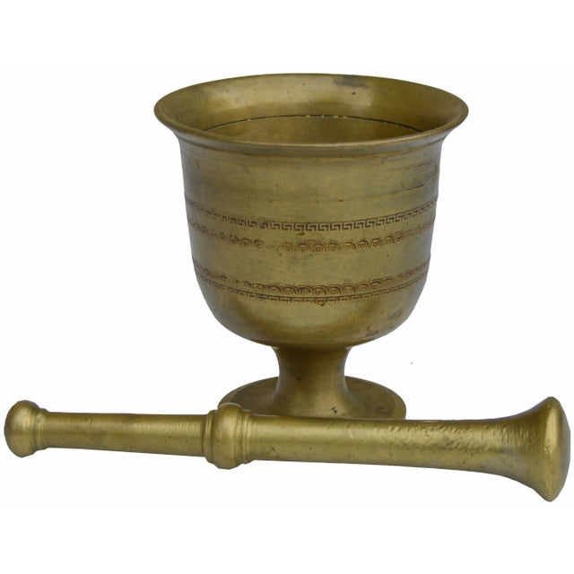 American Antique Engraved Mortar & Pestle For Sale - Image 3 of 5