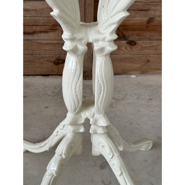 Elegant vintage cast aluminum outdoor dining table base with amazing details that has been powder coated in an Oyster off...