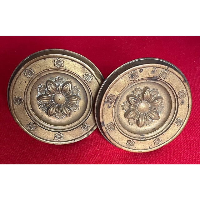 Large Antique 19th Century American Federal Empire Spun Brass Classical Drapery Tie Backs - A Pair For Sale - Image 4 of 16