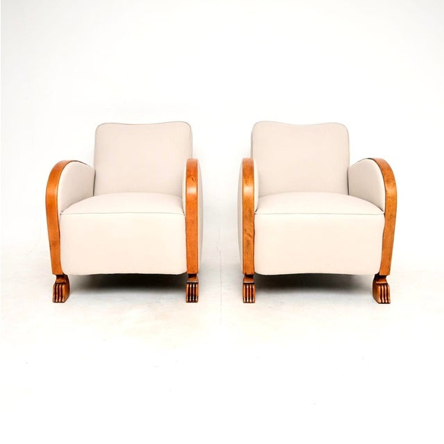 A stylish and very well made pair of Swedish Art Deco armchairs in satin birch. They were recently imported from Sweden,...
