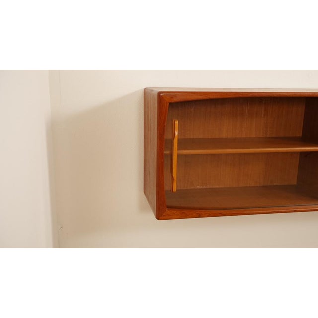 Mid-Century Modern Vintage Teak Floating Sideboard with Glass Doors, 1960s For Sale - Image 3 of 13