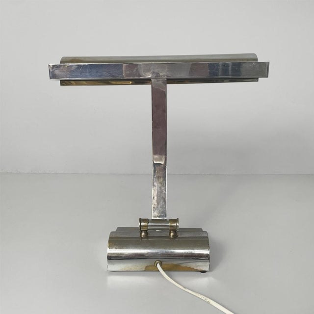 Italian Art Deco Table Lamp in Chromed Brass, 1930s For Sale - Image 4 of 13
