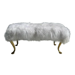 1980s White Fur Bench