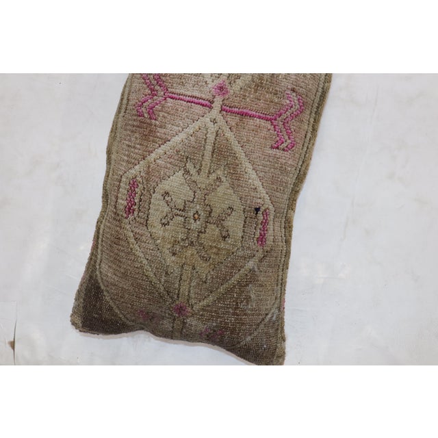 Long Narrow Brown Pink Pops of Green Turkish Pillow For Sale - Image 4 of 6
