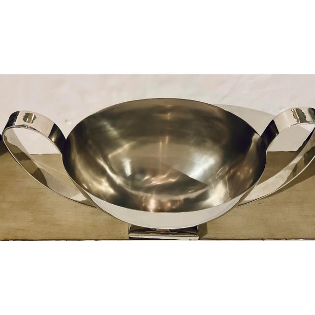 Large Polished Nickel Trophy Compote For Sale - Image 4 of 5