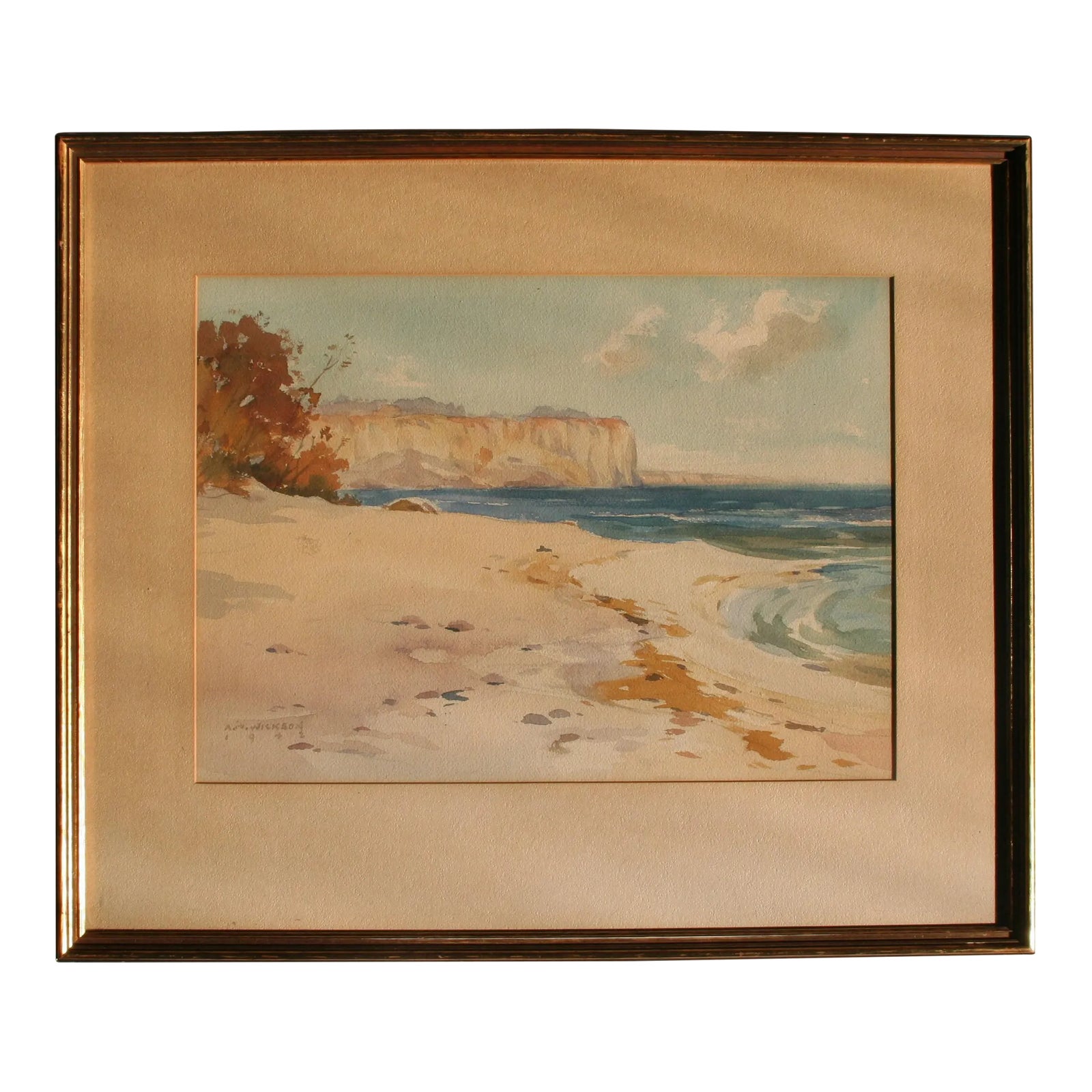 1942 Framed Post-Impressionist Watercolor Painting of Lake Ontario ...