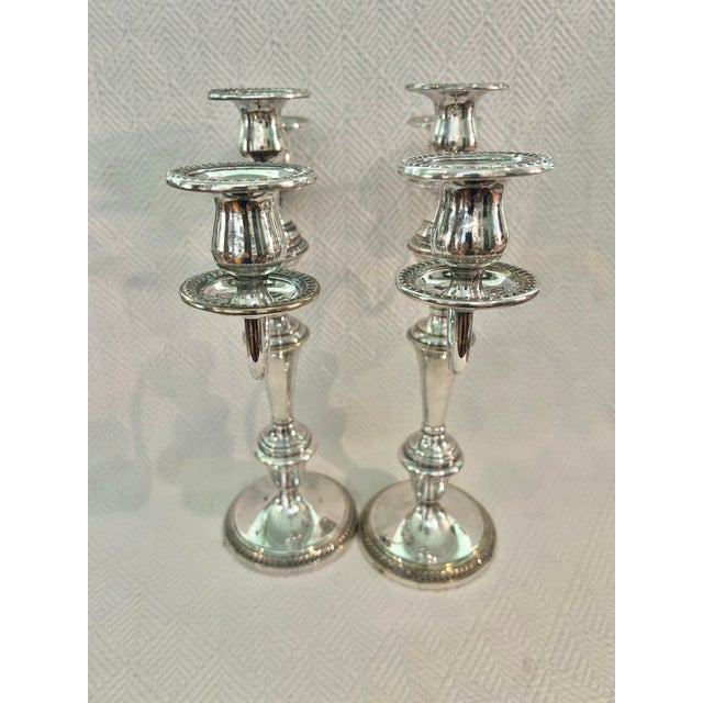 Vintage Georgian Style F B Rogers 7583 Baroque Silver Plate Candelabra - A Pair For Sale In New Orleans - Image 6 of 13
