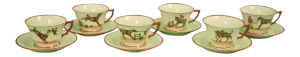 Frank Vosmansky for Abercrombie & Fitch Cup & Saucer Foxhunt Set - 12 Piece
