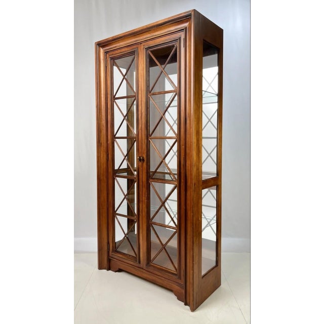 Hickory White Late 20th Century Hickory White Lighted Glass Curio or Display Cabinet For Sale - Image 4 of 12