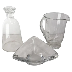 2 Carafes and Center Piece attributed to Daum France, 1960s, Set of 3