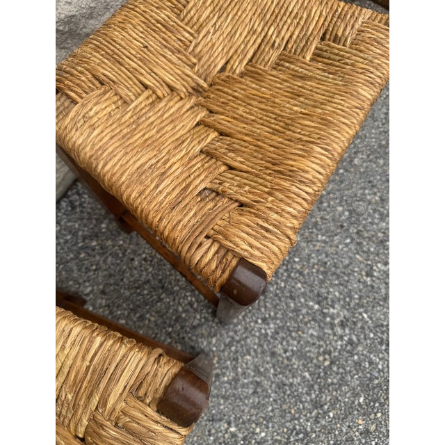 Vintage Italian Carved Walnut Rush Seat Dining Chairs – Set of 6 For Sale - Image 11 of 12