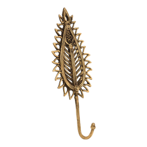 Antique Brass Leaf Wall Hook | Tropical Gold Nature Inspired Coat Hanger | Boho Bathroom Towel Peg | Unique Metal Entryway Storage Hardware
