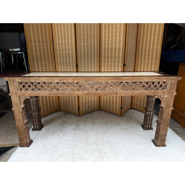 72" Vintage British Colonial Console Table For Sale - Image 4 of 15