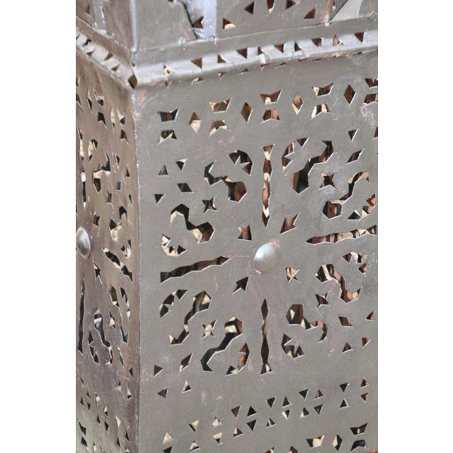 2000 - 2009 Large Outdoor Metal Moroccan Hurricane Candle Lantern For Sale - Image 5 of 13