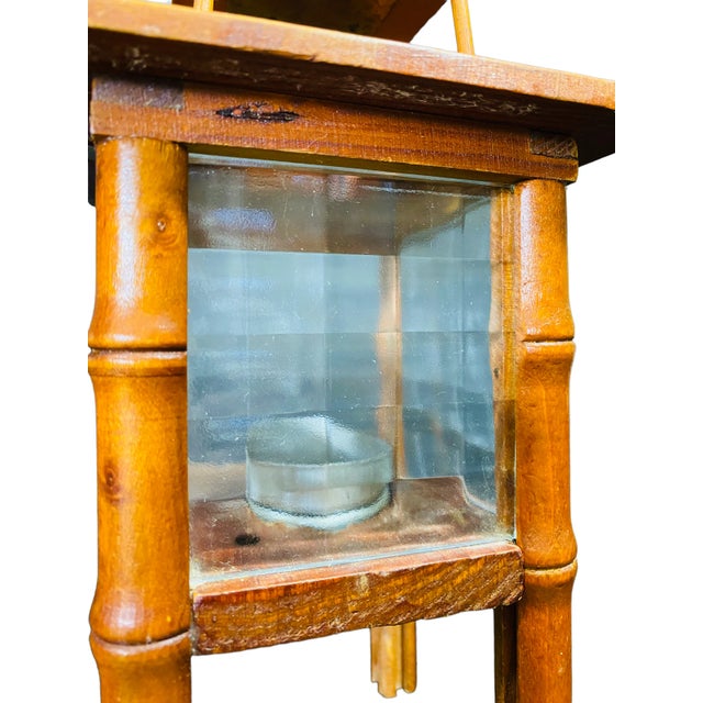 Brown Vintage Bamboo and Glass Pagoda Candle Holders a Pair For Sale - Image 8 of 12