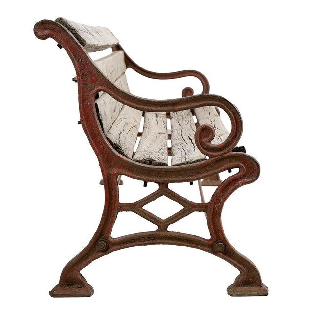 Cast Iron and Wood Garden Bench For Sale - Image 3 of 8