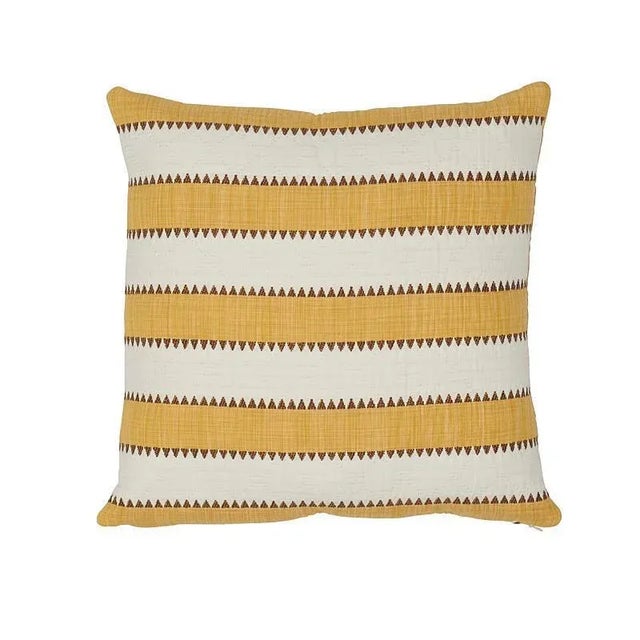 Schumacher Isolde Stripe 20" Pillow in Yellow For Sale In New York - Image 6 of 6