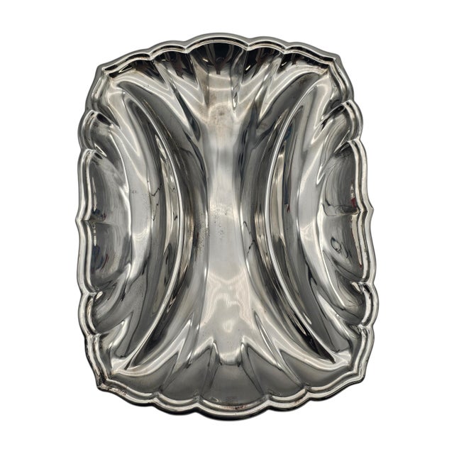 1960s Reed & Barton Chippendale-Style Silver Plate Three-Section Relish Dish, 10.5" For Sale - Image 5 of 9